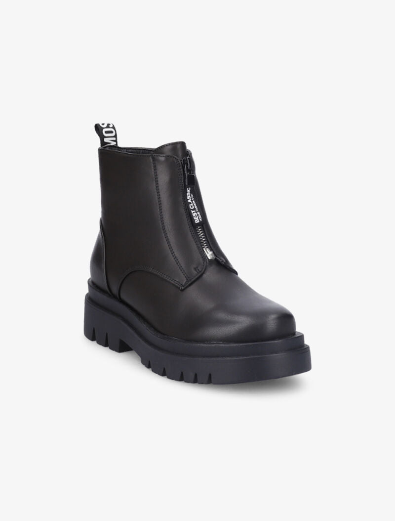Bottines à zip et semelle crantée stylisée - Noir - 2