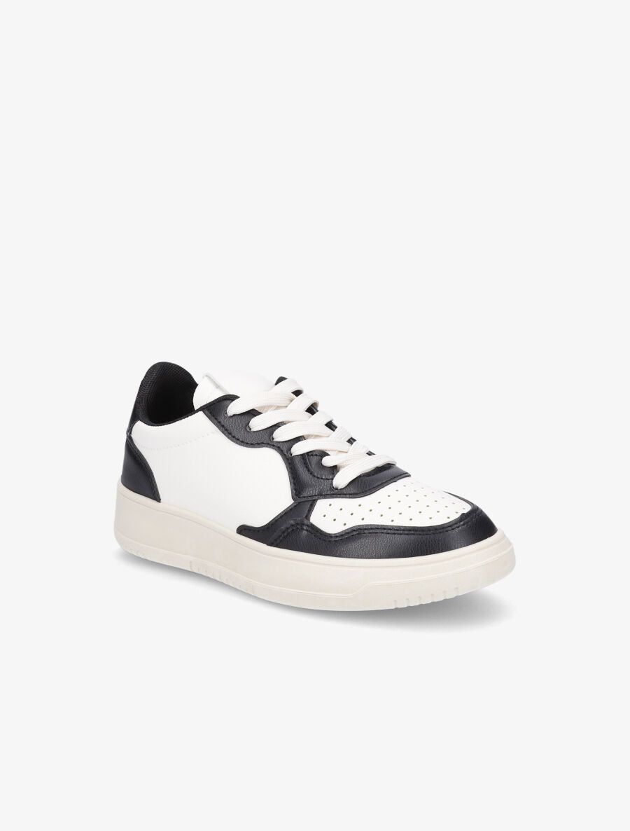 Sneakers en simili à bouts rond perforés - Noir - 2
