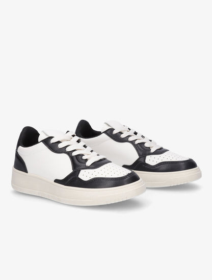 Sneakers en simili à bouts rond perforés - Noir - 4