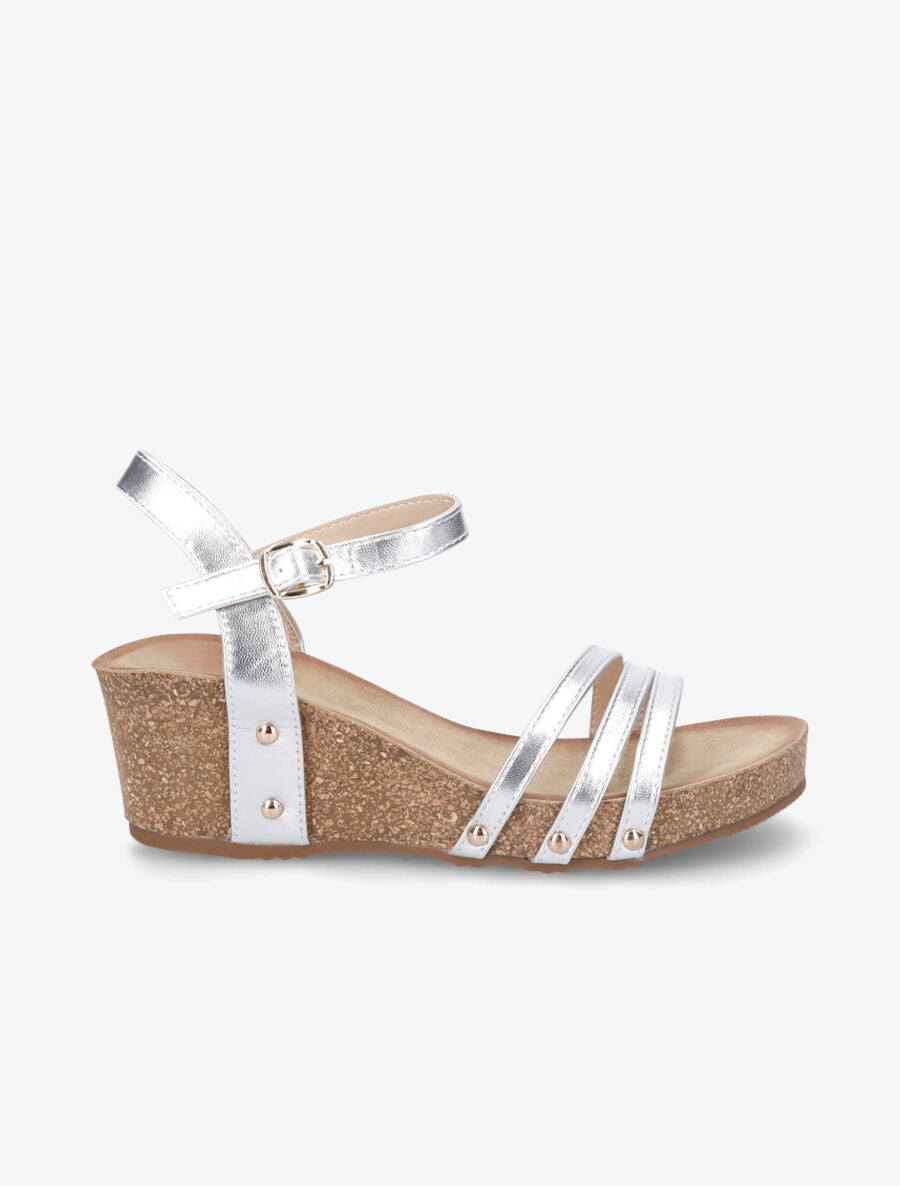 Sandales compensées à triple brides - Argent - 5