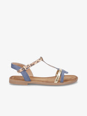 Nu-pieds fantaisie à bride léopard - Bleu - 1