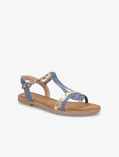 Nu-pieds fantaisie à bride léopard - Bleu - 2