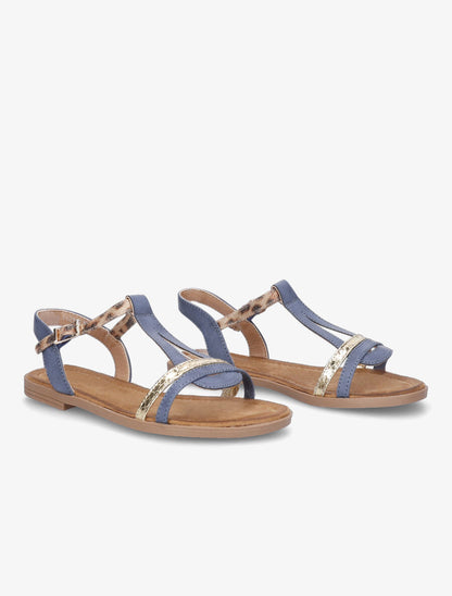Nu-pieds fantaisie à bride léopard - Bleu - 4