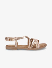 Nu-pieds brides entrelacées imprimé léopard et tressées - Rose gold - 5