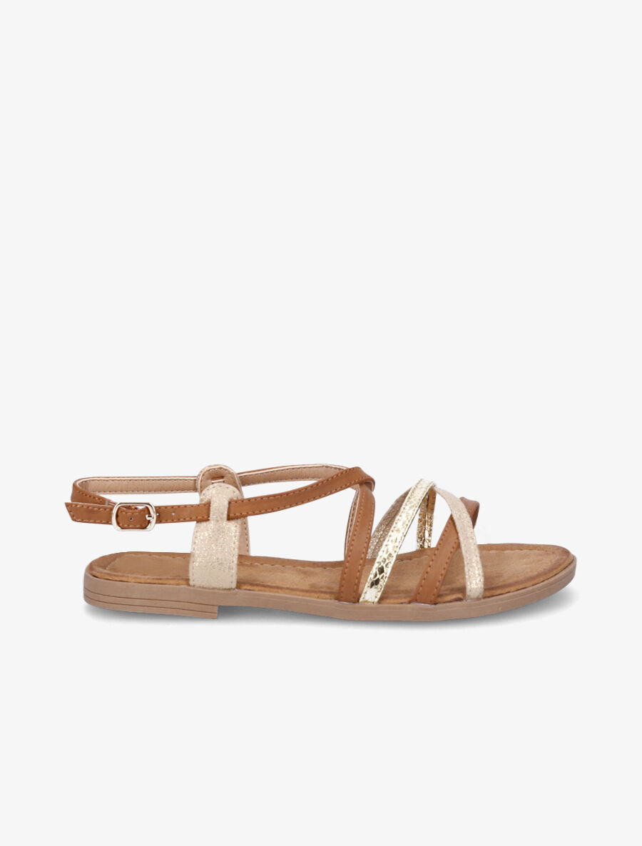 Nu-pieds entrelacés et irisés - Camel - 2