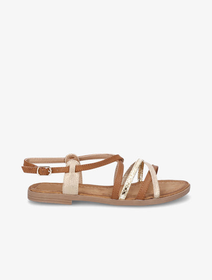 Nu-pieds entrelacés et irisés - Camel - 2