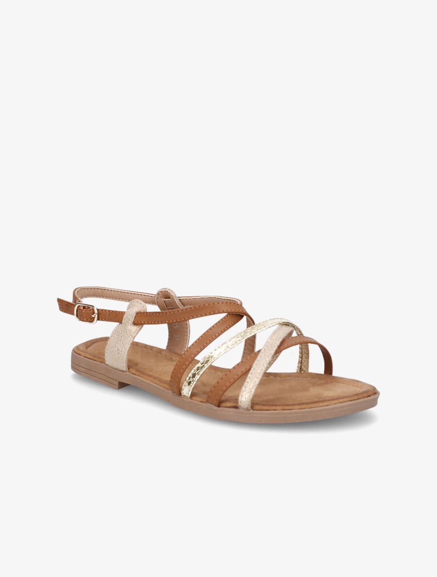 Nu-pieds entrelacés et irisés - Camel - 3
