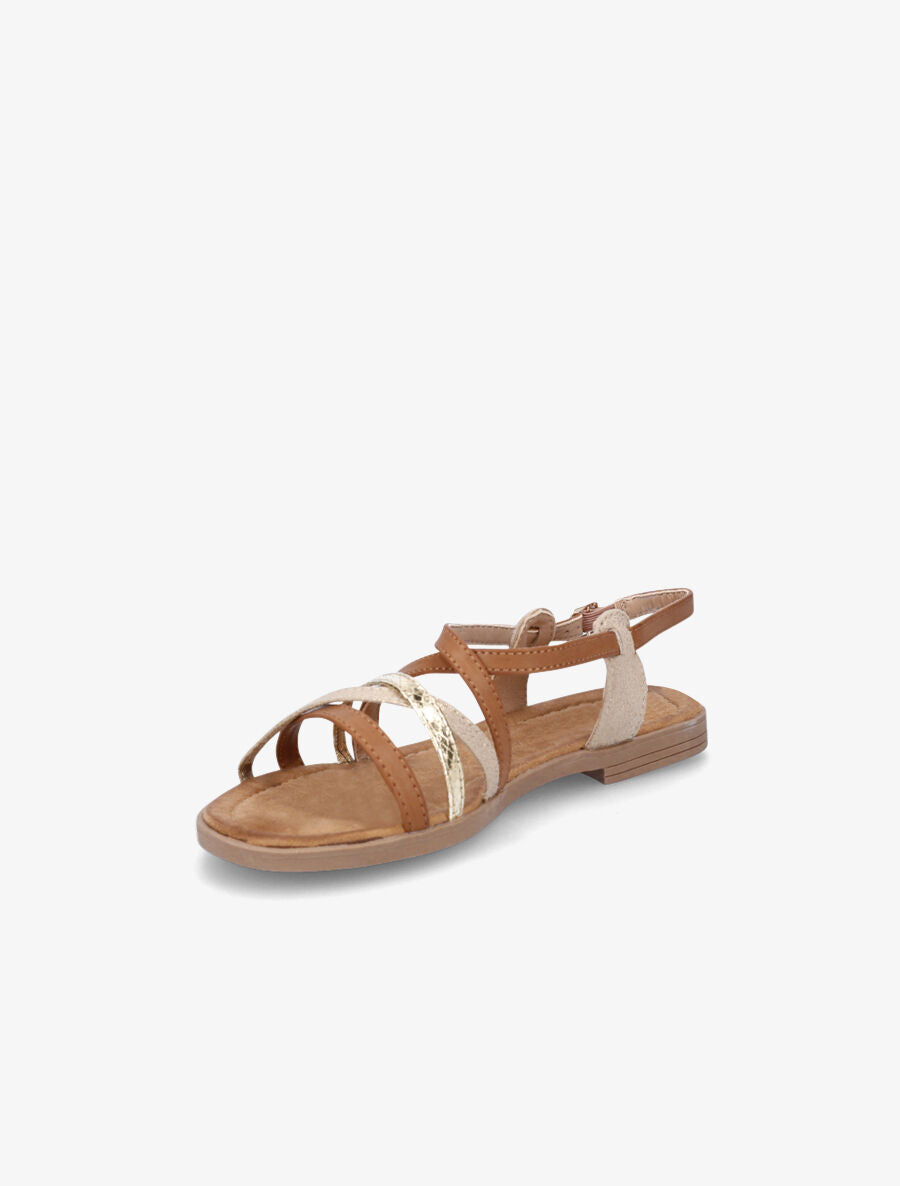 Nu-pieds entrelacés et irisés - Camel - 4