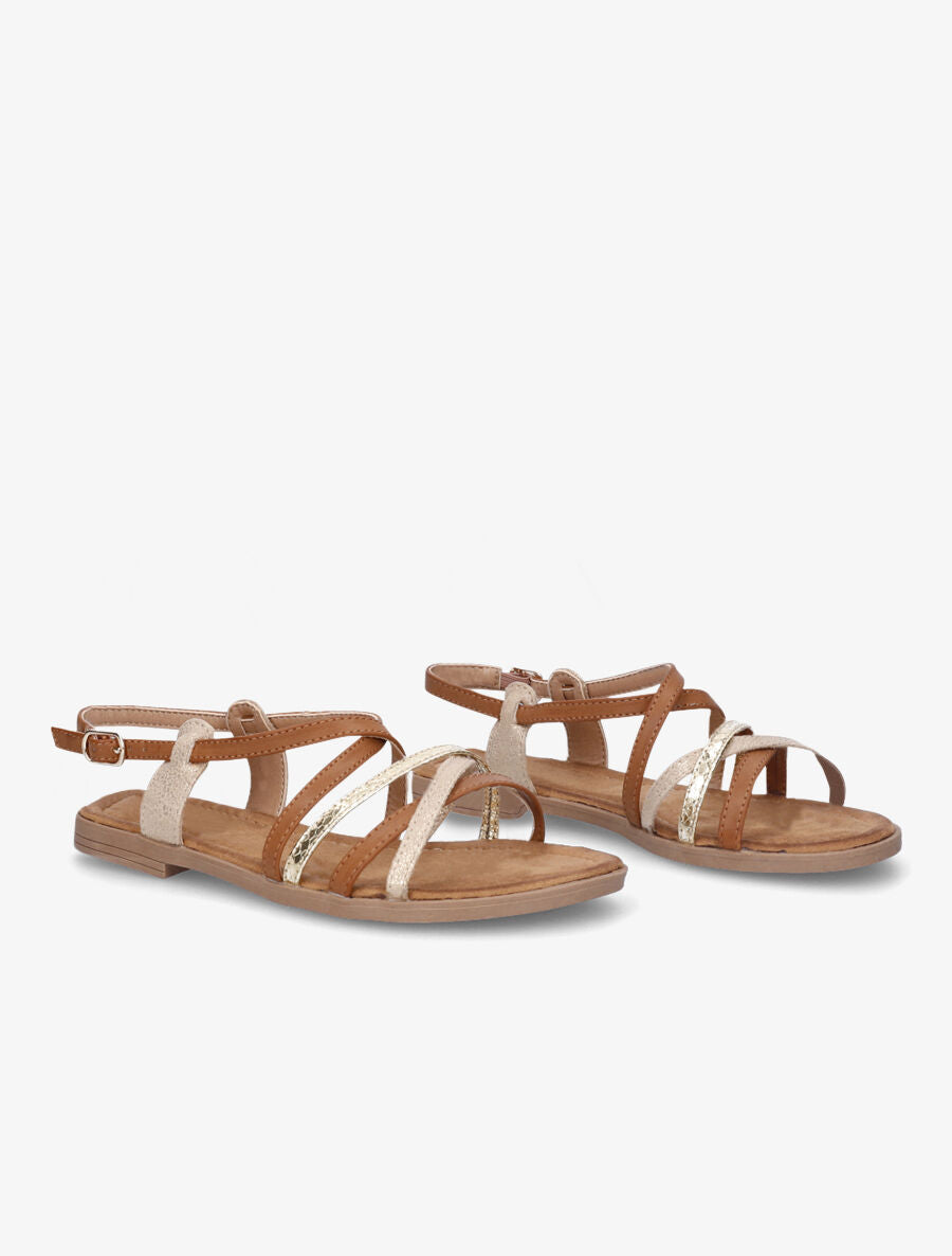 Nu-pieds entrelacés et irisés - Camel - 5