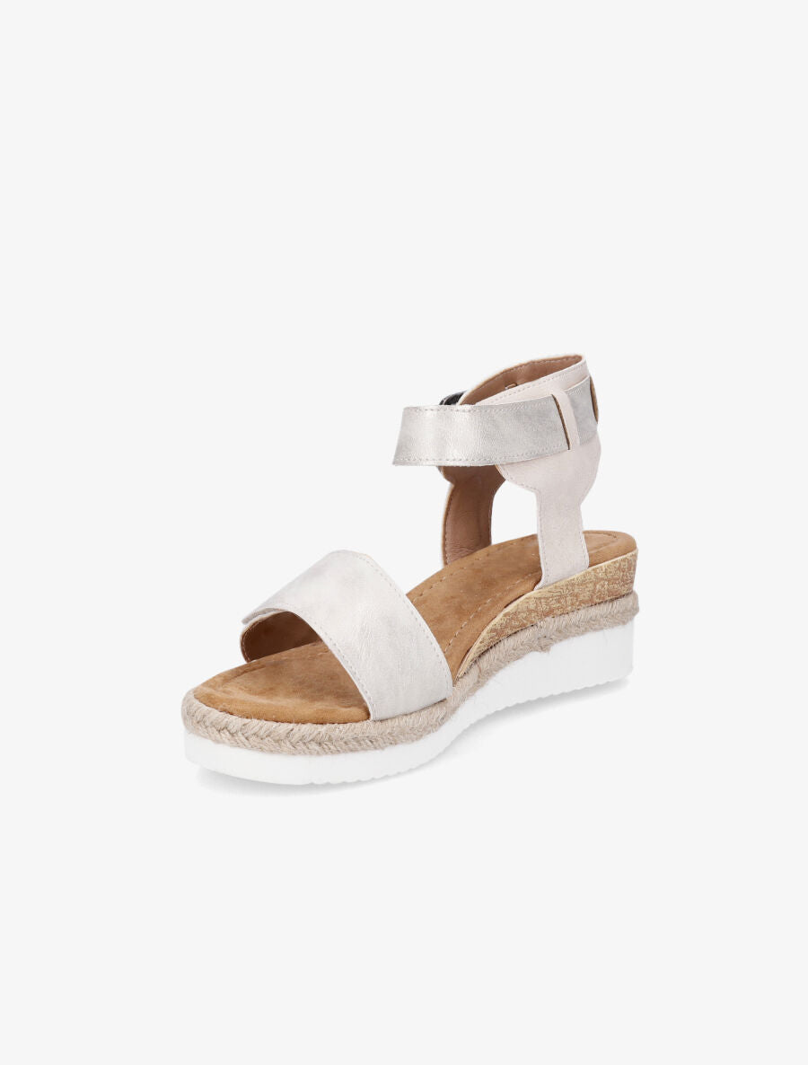 Sandales compensées irisées à scratch - Beige - 3