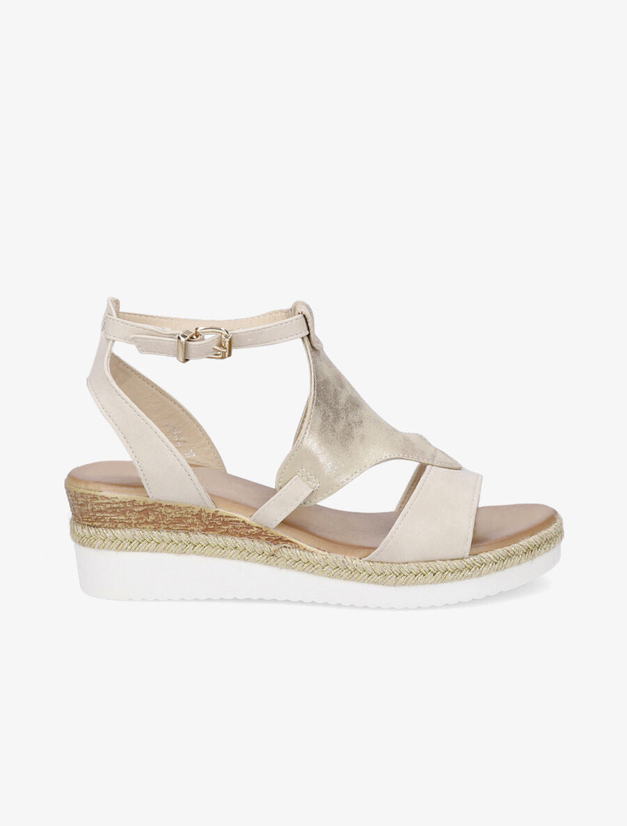 Sandales compensées fantaisies - Beige - 1