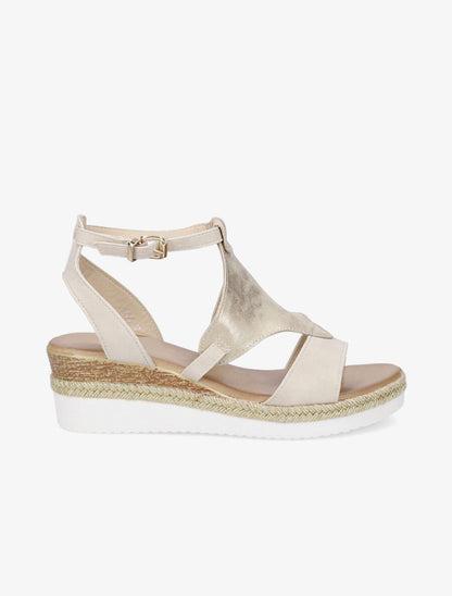 Sandales compensées fantaisies - Beige - 1