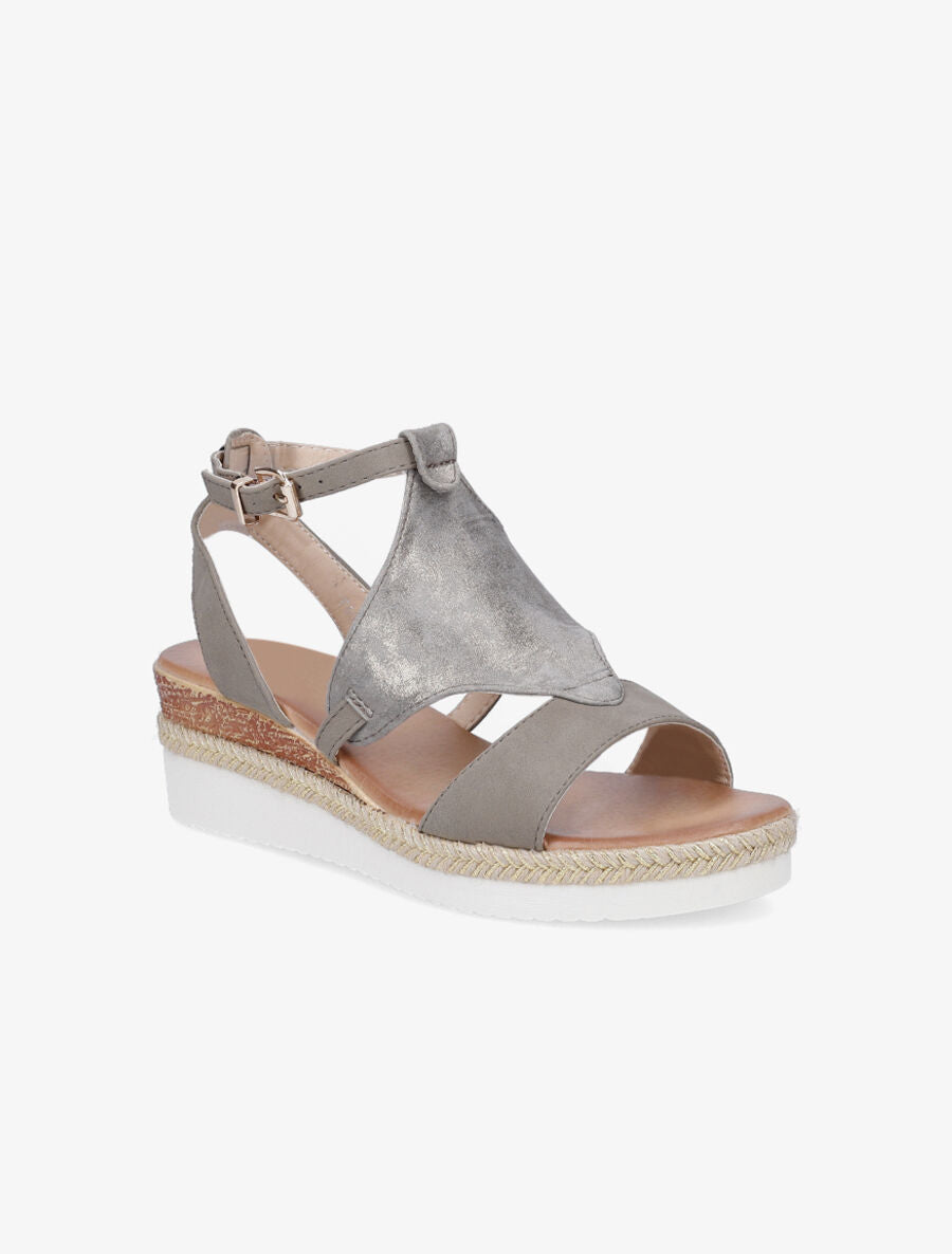 Sandales compensées fantaisies - Taupe - 2