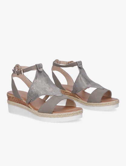 Sandales compensées fantaisies - Taupe - 4