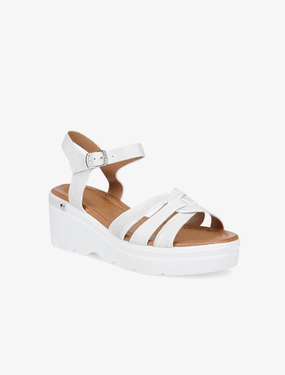 Sandales compensées irisées à brides croisées - Blanc - 2