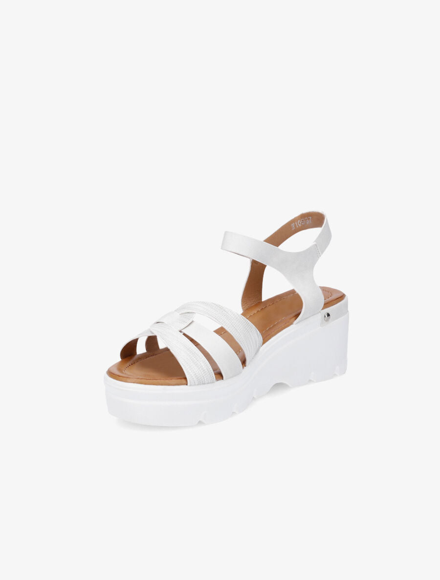 Sandales compensées irisées à brides croisées - Blanc - 3
