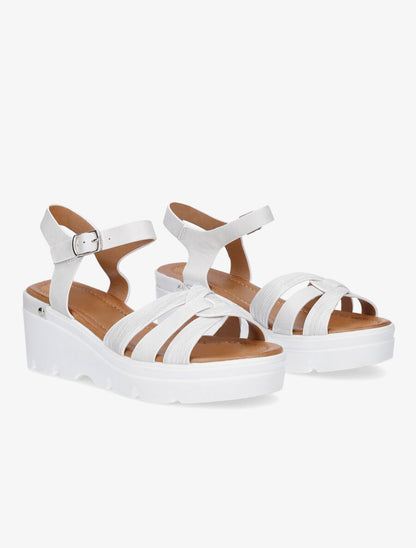Sandales compensées irisées à brides croisées - Blanc - 4