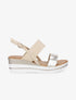 Sandales à talon compensé effet martelé - Beige - 5