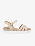 Sandales compensées bride fantaisie croco - Beige - 5