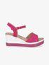 Sandales compensées en suédine - Fuschia - 1