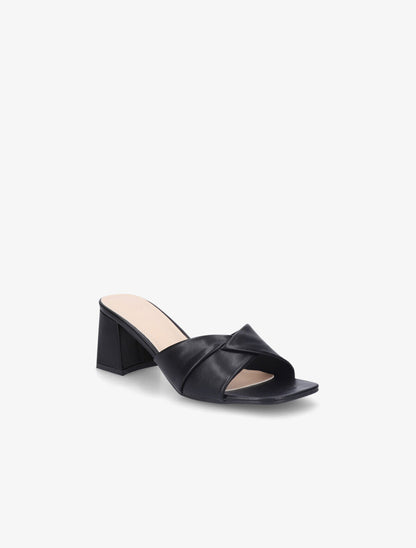 Mules croisées en simili - Noir - 2