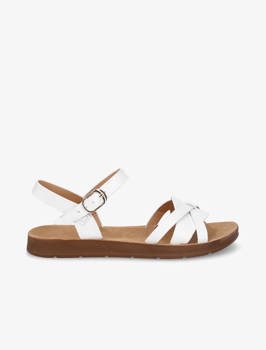Nu-pieds à brides croisées effet python - Blanc - 1