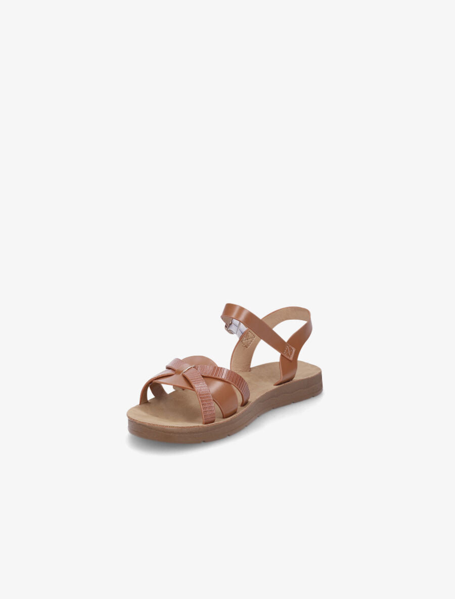 Nu-pieds à brides croisées effet python - Camel - 3