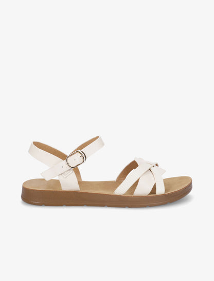 Nu-pieds à brides croisées effet python - Beige - 5