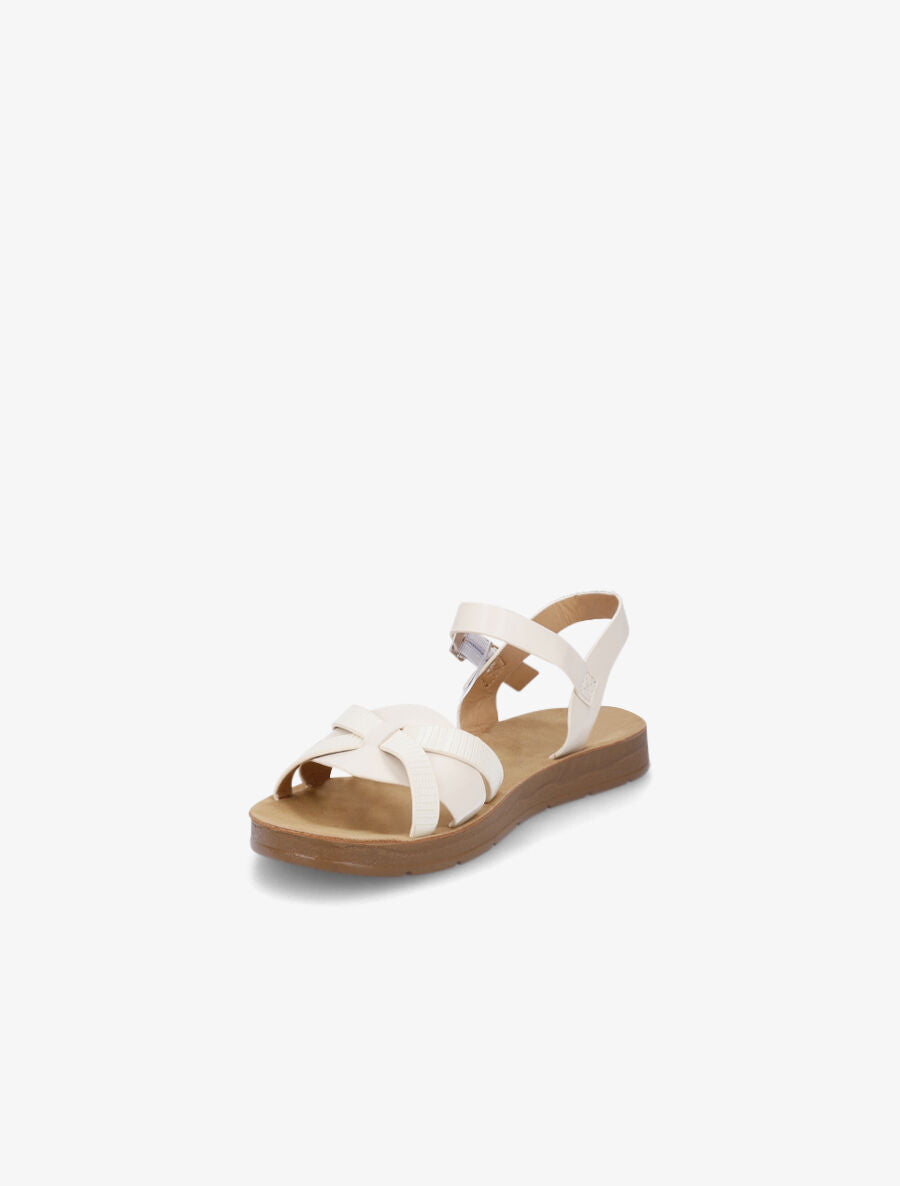Nu-pieds à brides croisées effet python - Beige - 3