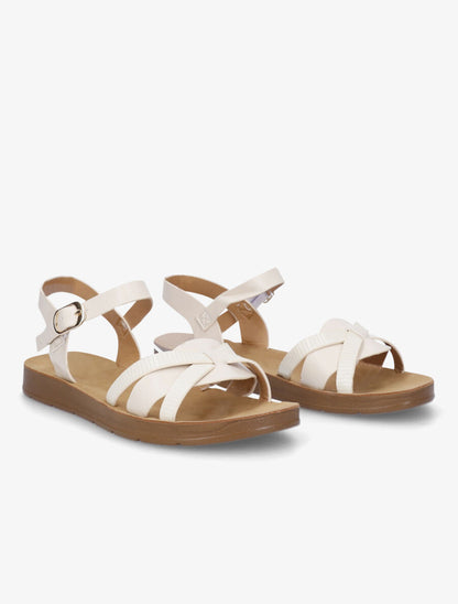 Nu-pieds à brides croisées effet python - Beige - 4