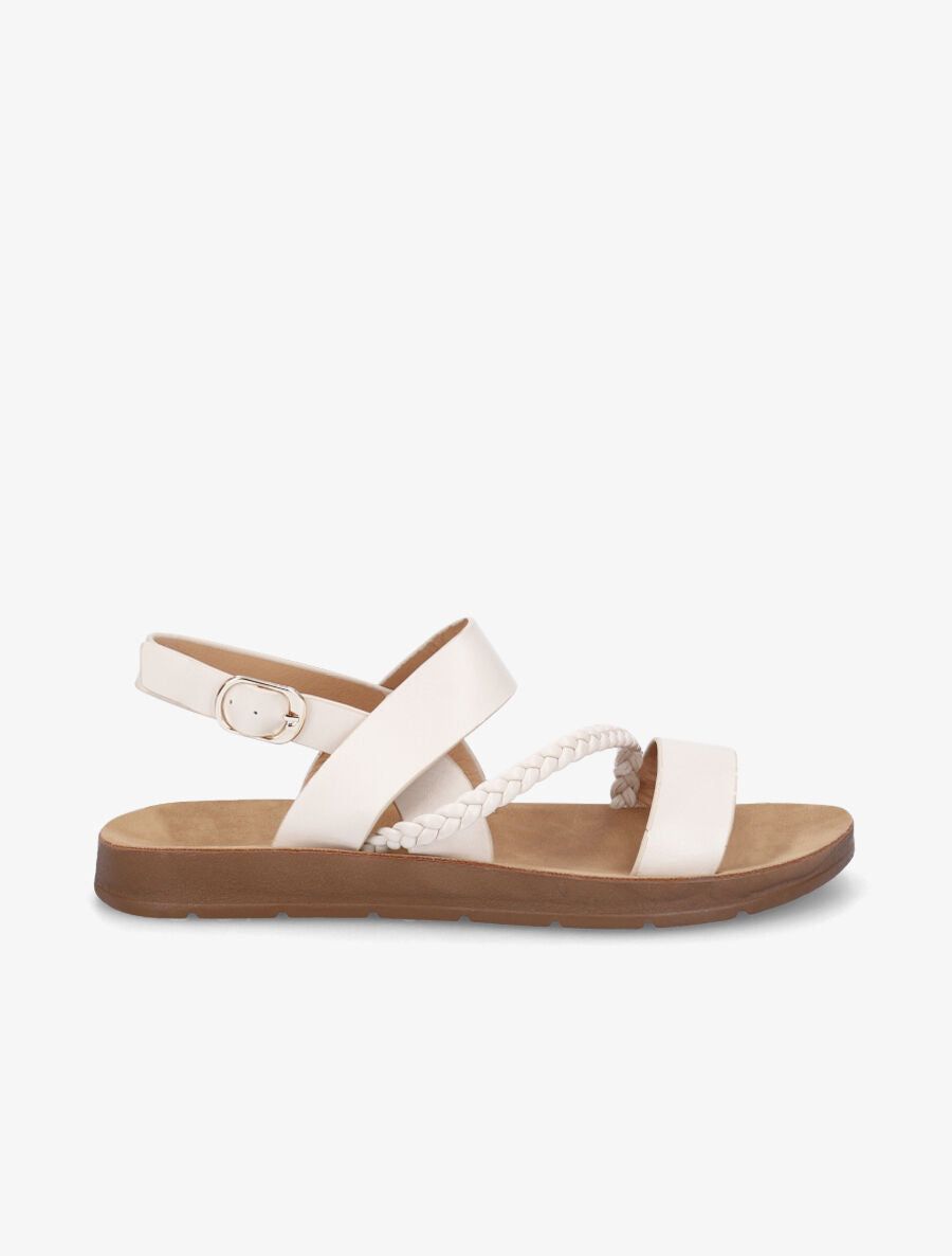 Nu-pieds à tresse en simili - Beige - 1