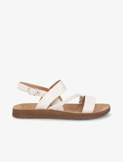 Nu-pieds à tresse en simili - Beige - 1