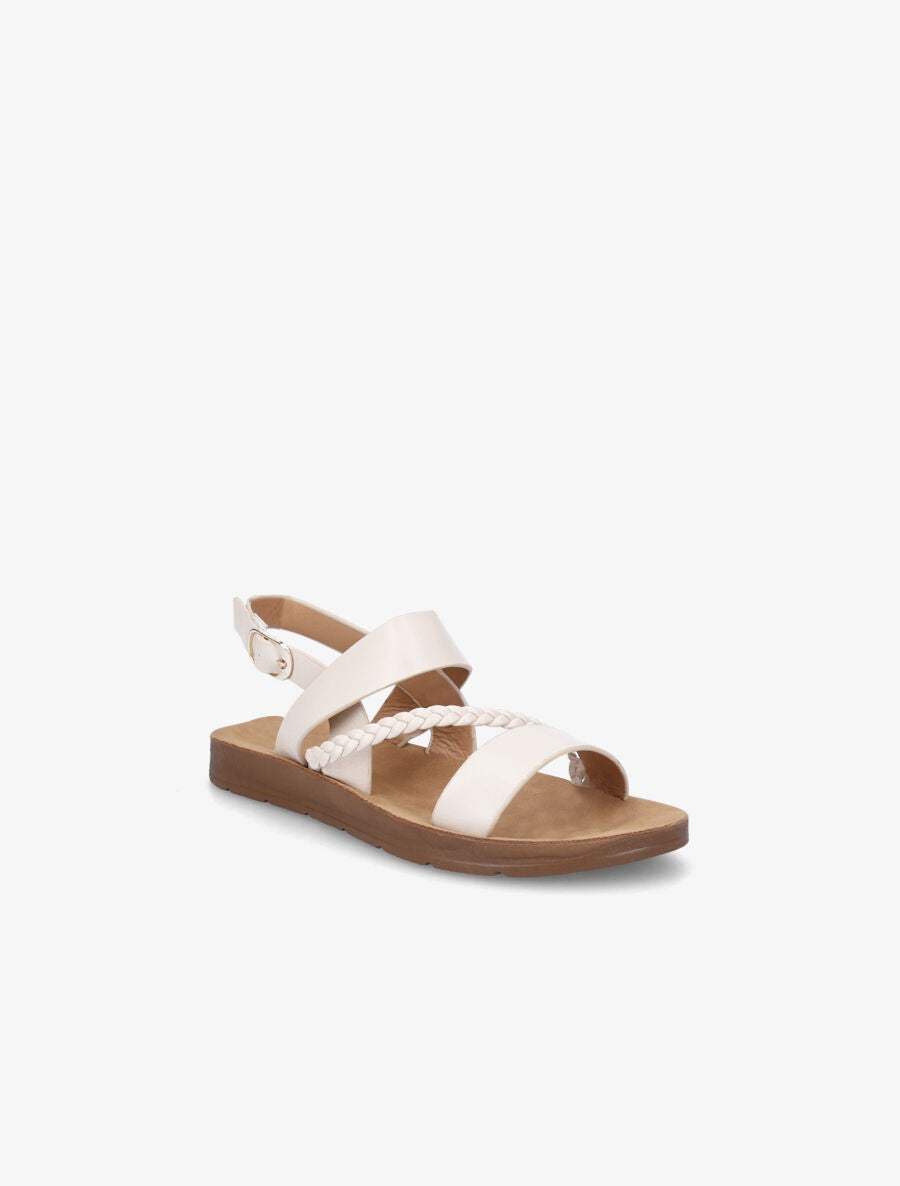 Nu-pieds à tresse en simili - Beige - 2