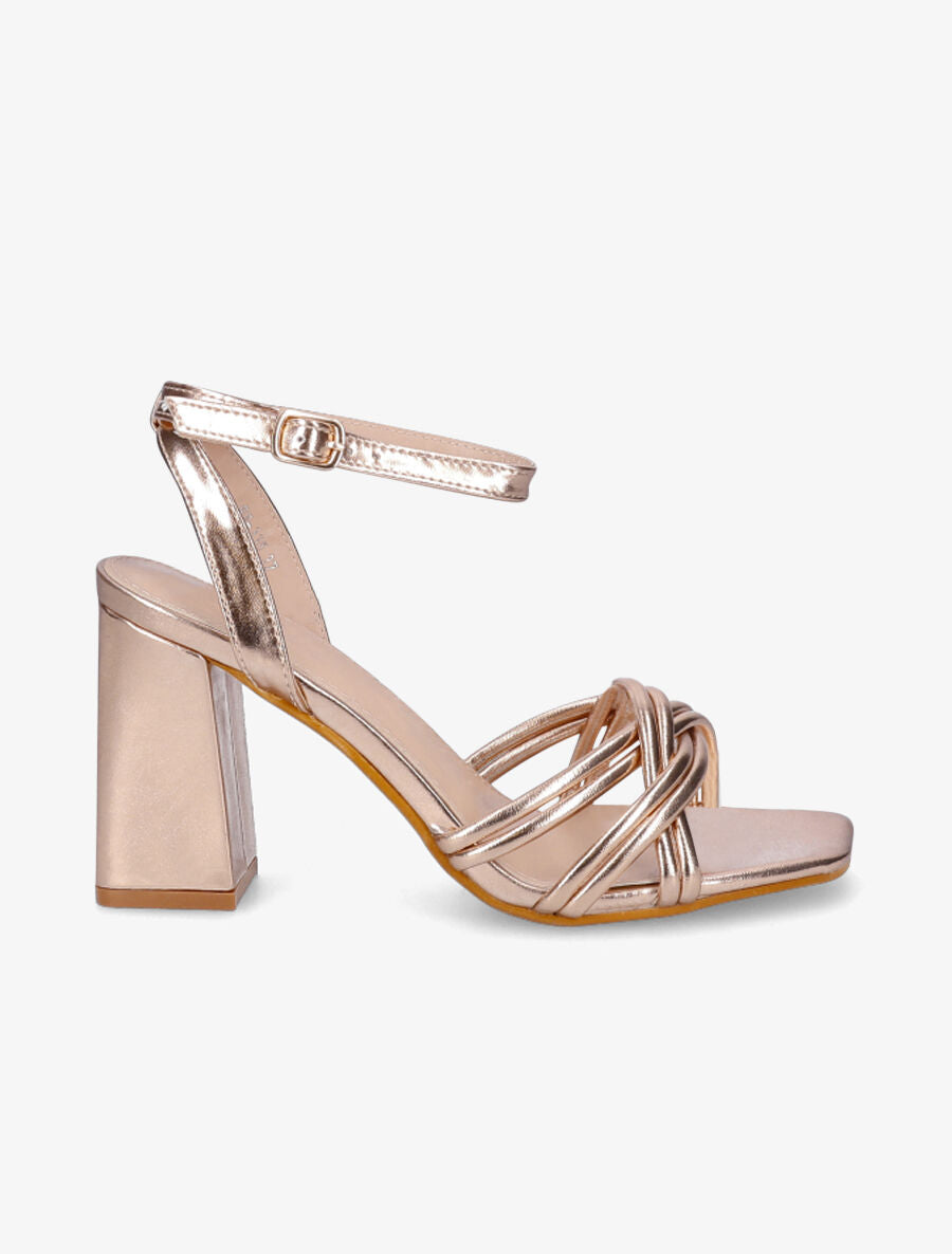Sandales en simili à talon - Rose gold - 1