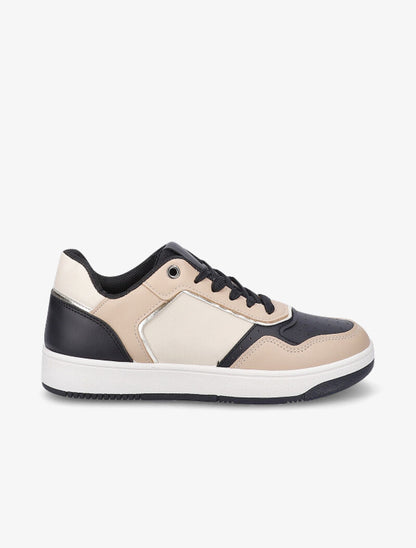 Sneakers à détails dorés - Beige/noir - 2