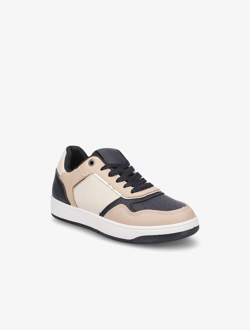 Sneakers à détails dorés - Beige/noir - 3