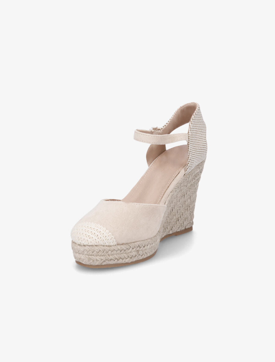 Compensées style espadrilles bi-matière - Beige - 3