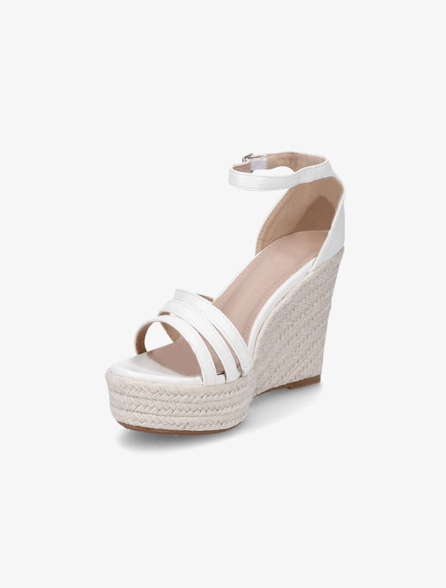 Sandales compensées style espadrilles - Blanc - 3