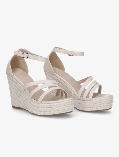 Sandales compensées style espadrilles - Nude - 4