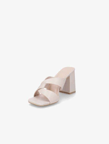Mules en simili à ganses entelacées - Beige - 3