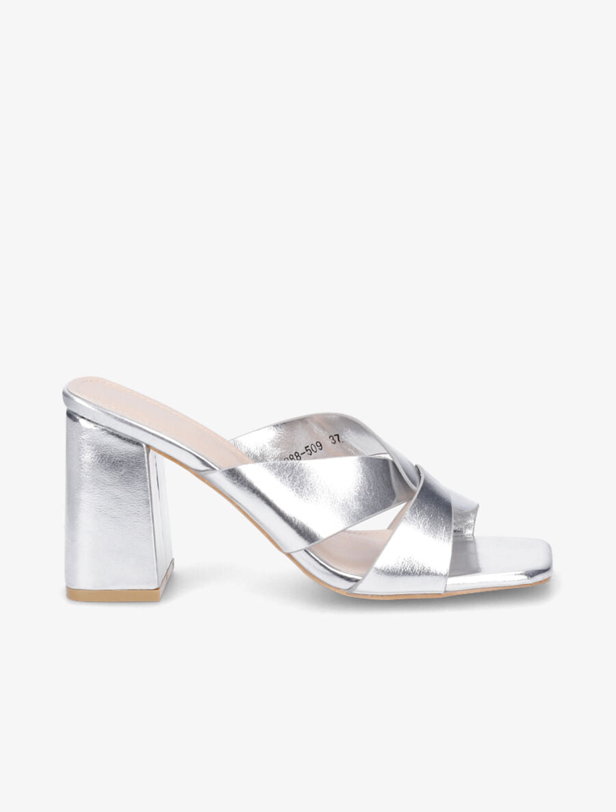 Mules en simili à ganses entelacées - Argent - 1