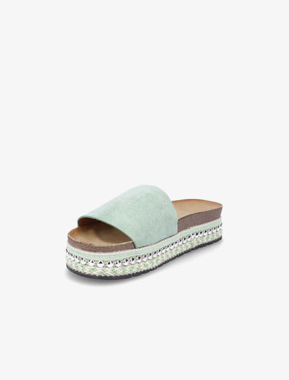 Claquettes en suédine à semelle stylisée - Vert d&