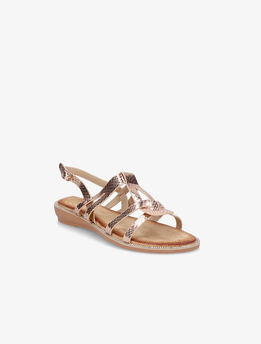Nu-pieds à semelle ornée de strass - Rose gold - 2