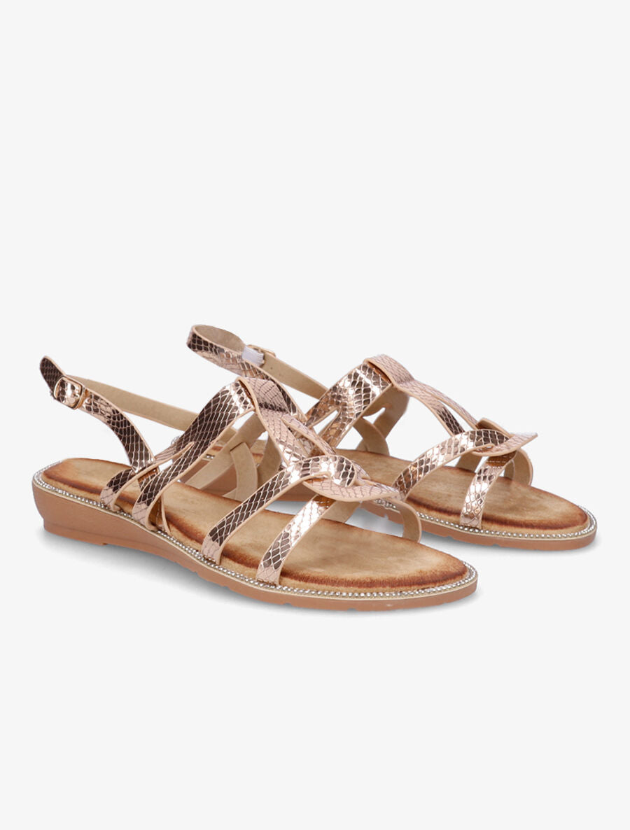 Nu-pieds à semelle ornée de strass - Rose gold - 4