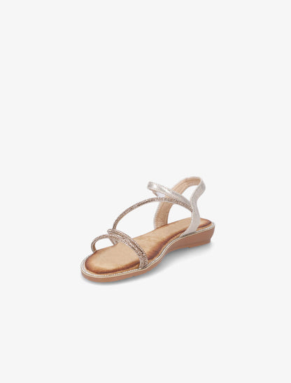 Nu-pieds à semelle et brides ornées de strass - Or - 3