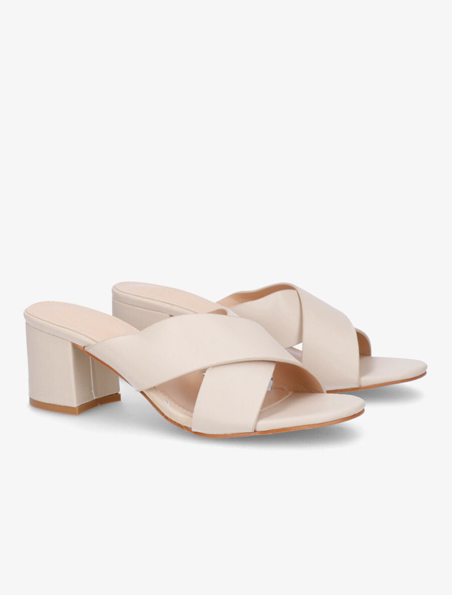 Mules à brides croisées - Beige - 4