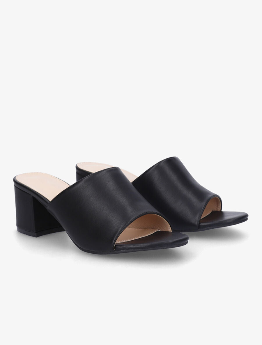 Mules basiques en simili - Noir - 4