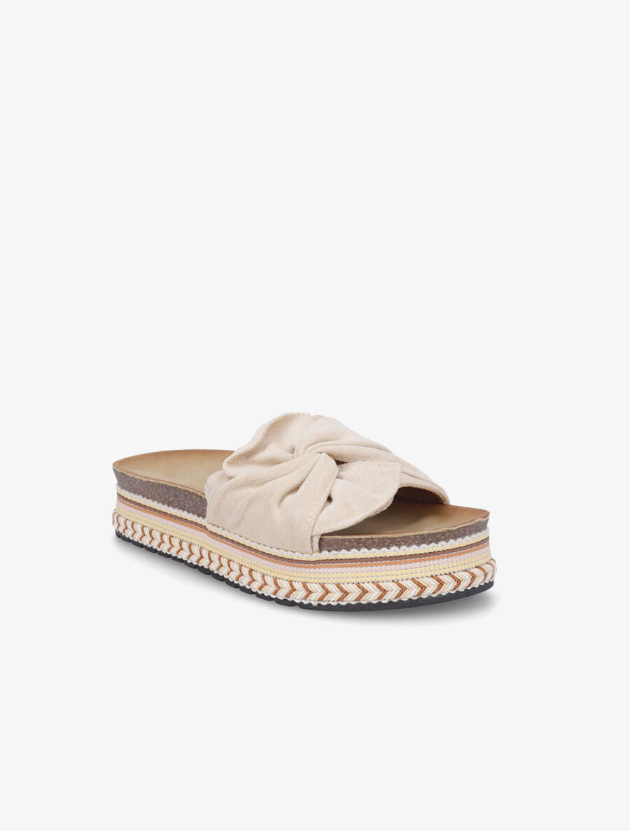Claquettes torsadées en suédine - Beige - 2