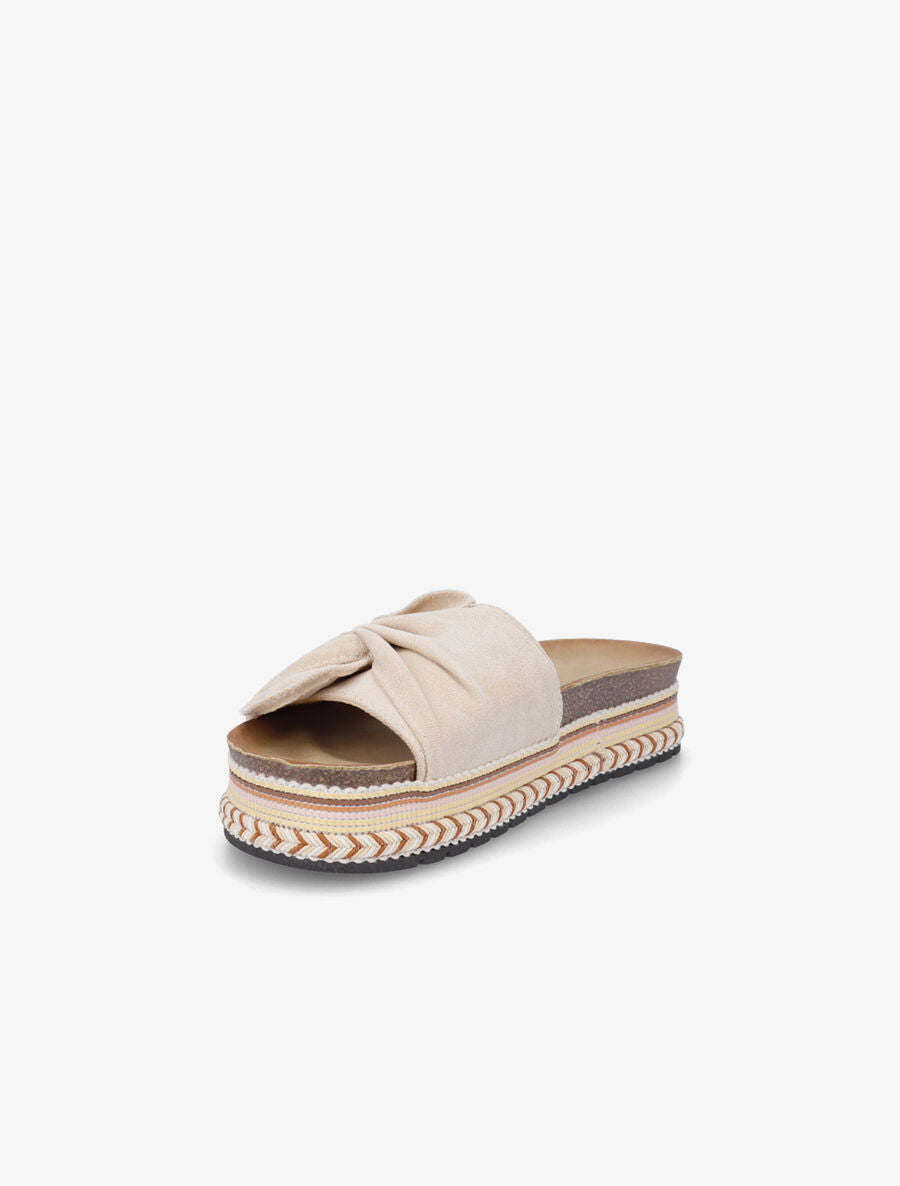 Claquettes torsadées en suédine - Beige - 3