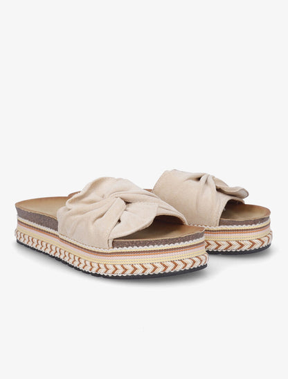 Claquettes torsadées en suédine - Beige - 4